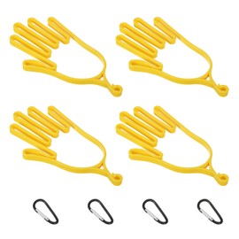 PATIKIL Golf Gloves Stretcher, 4 Pack Plastic Keeper Support Rack Holder Dryer Hanger Frame with Hanging Hooks for Sports Gloves Maintenance, Yellow