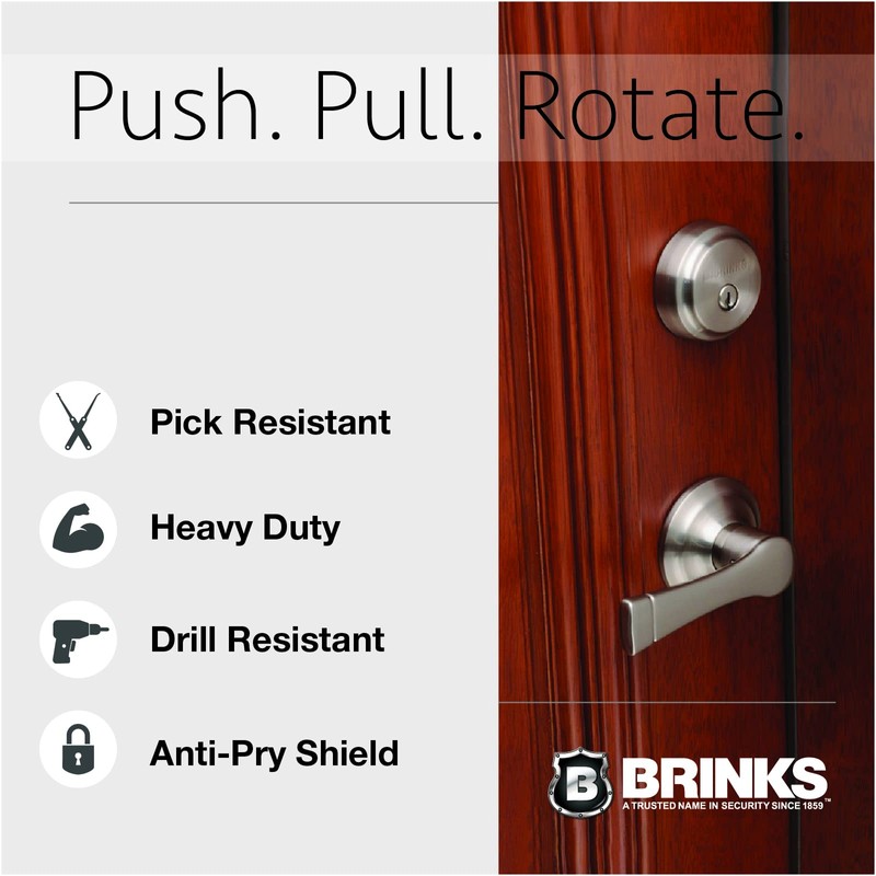 BRINKS - Harper Keyed Lock Front Entry Door Lever, Satin