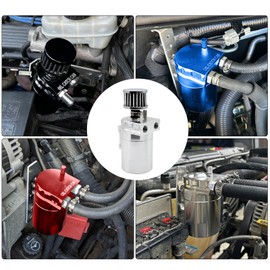 ZHSYMX Universal 300ml Aluminum Baffled Oil Separator Catch Can Kit with Installation Bracket and Thickening Tube Silver