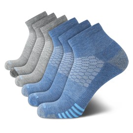 Van Heusen Men's Athletic Quarter Cut Socks (6 Pack), Size 6-12.5, BlueGrey Heather
