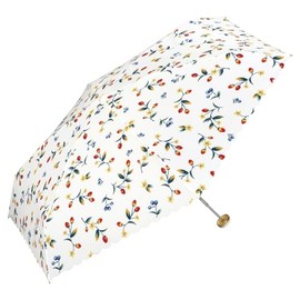 [2024] Wpc. Rain Umbrella, Folding Umbrella, Strawberry Garden Mini Off, Rain or Shine, Ribs, 20.9 inches (53 cm), Women's, Strawberry, Girly, Retro, Cute, Stylish, Pouch, Umbrella Case, Commuting to
