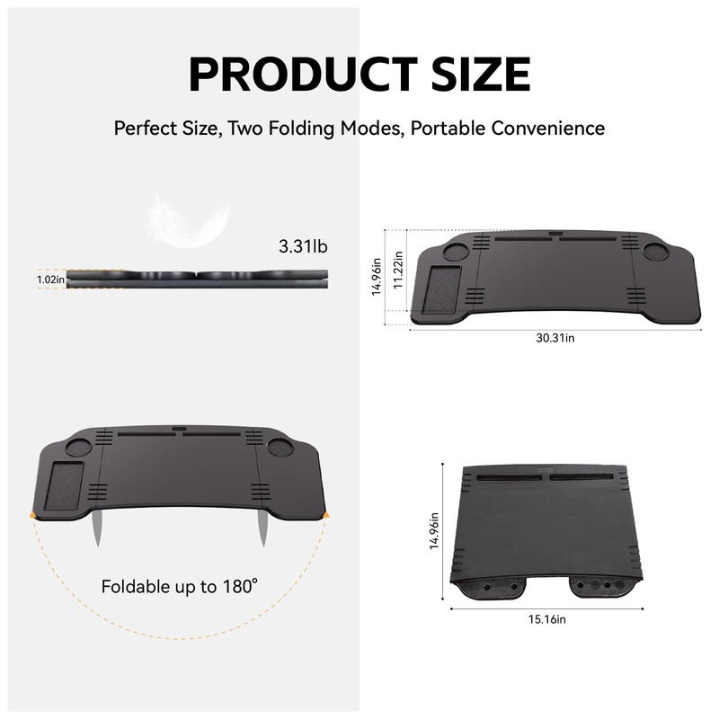 Foldable Car Table,Steering Wheel Desk for Laptop/Meal Tray Travel, 2-in-1