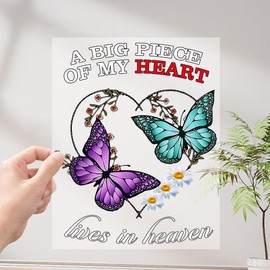 A Big Piece of My Heart Lives in Heaven Decal for Anniversary Day Gifts, 2024 Butterfly Car Sticker Decal Butterfly Lover Gifts Car Decals for Laptop Wall Car Window Decor Funny Vehicle Decal Sticker