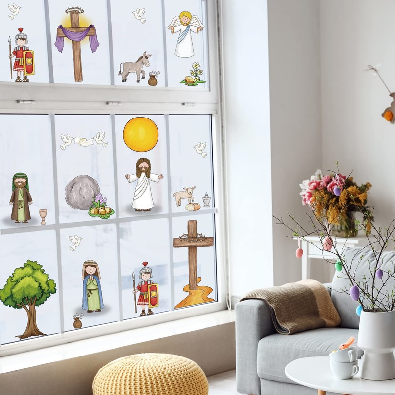 Generic Easter Window Decals, 5 Sheets, Multicolor, Classic Style, PVC