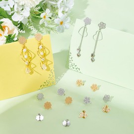 UNICRAFTALE Pack of 24 2 Styles Flower Bohemian Stud Earrings 2 Colours Boho Earring Component Hypoallergenic Stud Earrings with Bows Metal Earring for Boho Earring Jewellery Making 17.5 ~ 18 x 15 ~