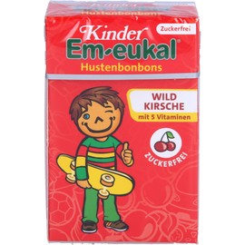 Kinder Em-eukal Hustenbonbons Zuckerfrei, Wildkirsche mit 5 Vitaminen, Pocketbox 40g