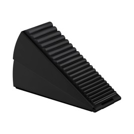 TOPTAKE Strongest Adjustable Spring Loaded Large Door Stopper - Heavy Duty Tall Door Stop Wedge for Bottom of Doors, Up to 3 Inches, Stainless Steel (Black, 1 Pack)