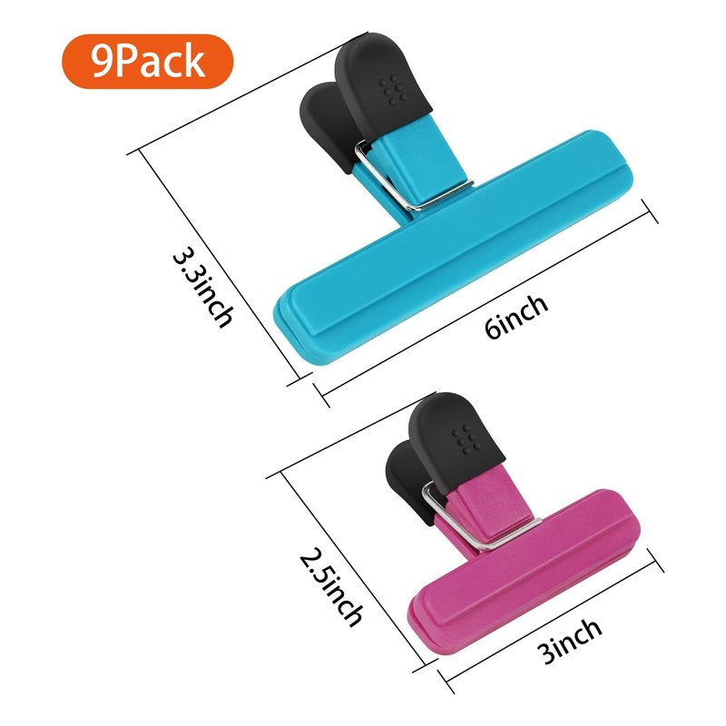 9Pack Large Chip Bag Clips - Upgrade Wide Open Bag