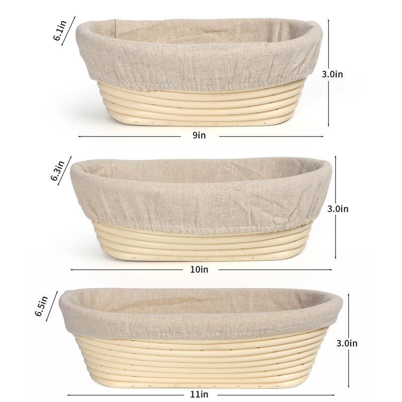 Banneton Bread Proofing Basket Set, 11 Inch Sourdough Proofing Basket