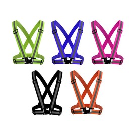 Kellegour 5 Pack Reflective Vest Running Gear,Reflective Running Vest Gear,Straps Night Walking Vest,Reflective Straps Safety Vest Adjustable for Night Cycling,Hiking,Jogging,Dog Walking(5 Color)