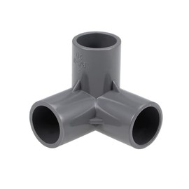 sourcing map 3-Way Elbow PVC Pipe Fitting Furniture Grade 20mm Size Tee Corner Fittings Gray 2Pcs