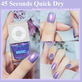 Purple Nail Polish - Pearl Nail Polish - Pearlescent Shimmer Quick Dry Nail Polish - Nail Lacquer No Need Cured Long Lasting Nail Polish - Nail Art Polish For Manicure Diy At Home