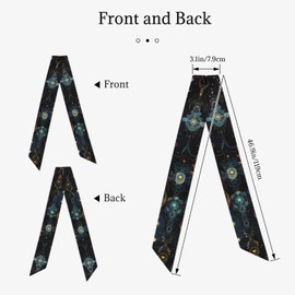 SHBYYGR Black Starry Sky Zodiac Baroque Blue Head Scarf Hair Neck Scarves for Women Fashion Purse Bag Scarfs Handbags Silky Satin Headscarf Charms