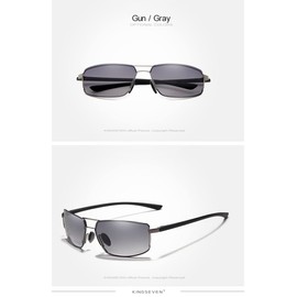 KINGSEVEN Retro Stylish Polarised Sunglasses for Men, Ultralight Memory Temples 7128, Gun/Gray