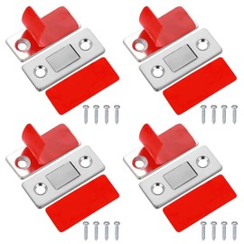 Magnetic Catches, 4 Pack Strong Magnet Heavy Duty Small Door Lock with Screws Stainless Steel Magnetic Door Stopper for Sliding Door Furniture Door Closet Cabinet Magnetic Door Lock (Thin Version)