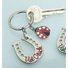Key Chain Horseshoe with Good Luck Thereon and Ladybird Red