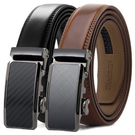 CHAOREN Mens Dress Belt Leather 2 Pack - Mens Ratchet Belt for Dress Shirt and Pants Every Occasion (32mm)