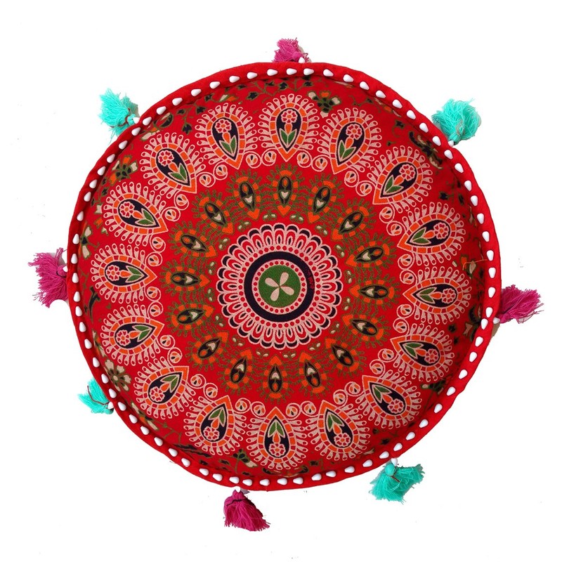 Rastogi Handicrafts Bohemian Ombre Yoga Decor Cushion Cover Round Meditation