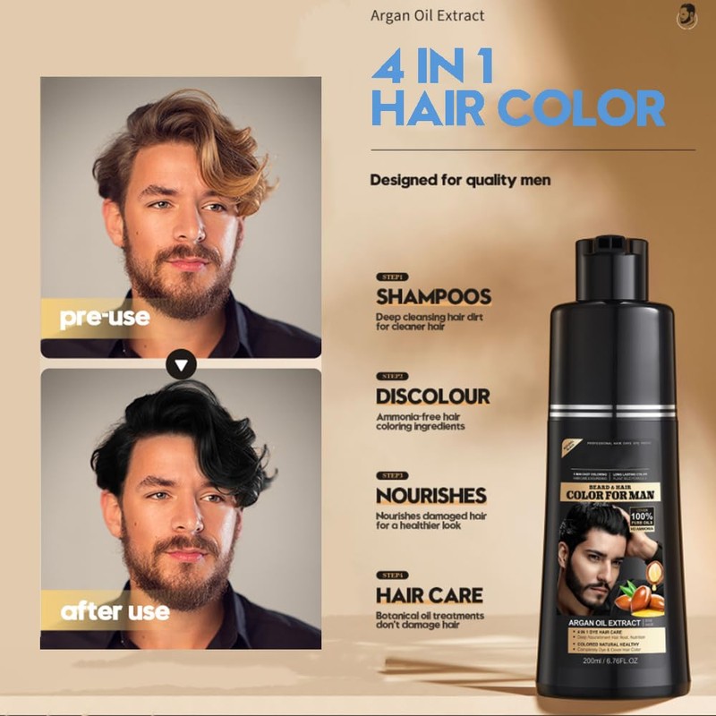 Black 5-Minute Mixing Beard Grooming Kit - Grey Reducing, 4-in-1