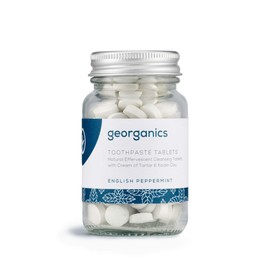 Georganics Mineral Toothtablets - Natural Effervescent Cleansing Tablets with Kaolin Clay - Vegan, SLS, Cruelty and Fluoride Free - Peppermint - 120 Tablets