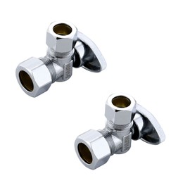 (2-Pack) Cyrret Angle Stop Shut off Valve, 1/4 Quarter Turn, 5/8" OD (1/2" Nominal) Inlet X 3/8" OD Outlet, Chrome Plated Brass, UPC NSF AB1953 Approved…
