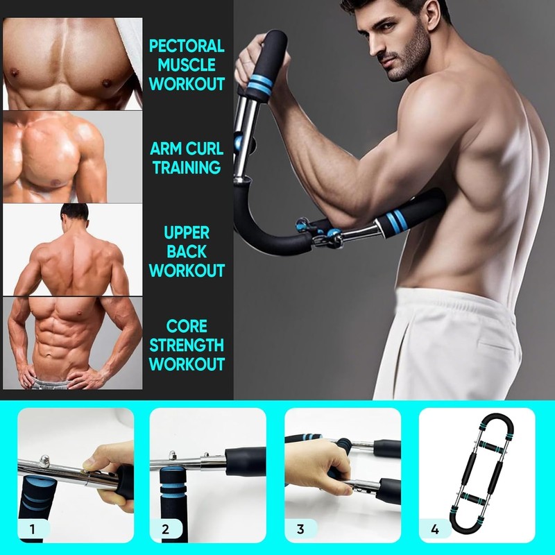 Twister Arm Trainer, Adjustable Chest Training Device with Bracelet Guards,