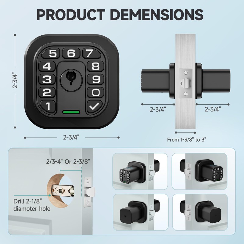 Richelock Fingerprint Door knob, Smart Biometric Door Lock with Keypad,