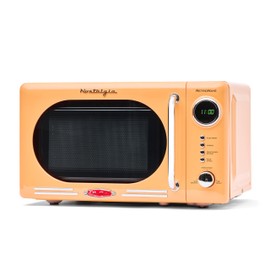 Nostalgia Retro Compact Countertop Microwave Oven 0.7 Cu. Ft. -700-Watts with LED Digital Display-Child Lock-Easy Clean Interior-Orange