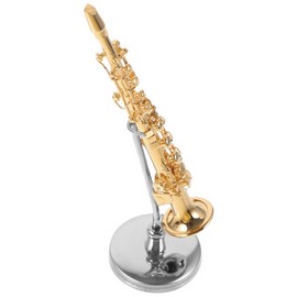HOMSFOU Simulated Sax Miniature Miniature Saxophone Mini Alto Saxophone Model Tiny Musical Instrument Saxophone with Stand for Dollhouse Mini Saxophone Toy