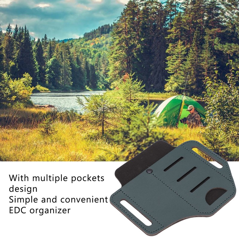 Leather Sheath EDC Organizer Multi Pockets Essentials Carrier Multitool Belt