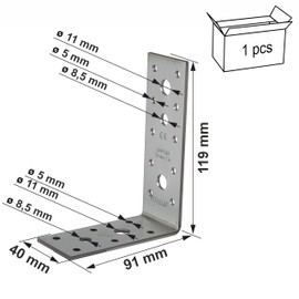 Simpson Strong-Tie - Reinforced Angle Bracket - A/B/C/T - 40/119/89/3 mm - Qty. 1 Piece - Ref. EB/7312