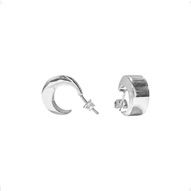 Agálea | Aretes tipo arracadas Media Luna Cartoneada lisa de Plata ley .925 de poste y mariposa