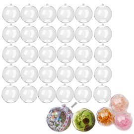 Eabdice Pack of 30 DIY Baubles, Transparent Christmas Baubles, Fillable Acrylic Baubles for Decorations, Suitable for Festive Purposes to Decorate the House (Transparent)
