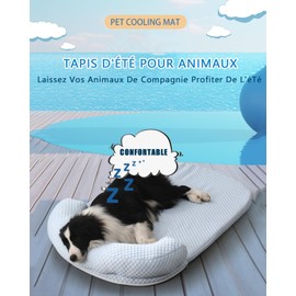 Dog Cooling Mat, Removable and Washable Dog Bed, Ice Silk Mattress for Dogs, Cats, Summer for Animals (Grey, M)