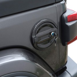 JeCar - Cubierta de llenado de combustible de aluminio para puerta de tanque de gas para Jeep Wrangler 2018 2019 2020 JL JLU, textura de fibra de carbono