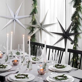 SUNBEAUTY 45 cm Paper Star Decoration Set of 3 Grey Black White Folding Stars Neuneck Christmas Star Decoration for Christmas Decoration Wedding Birthday Table Decoration