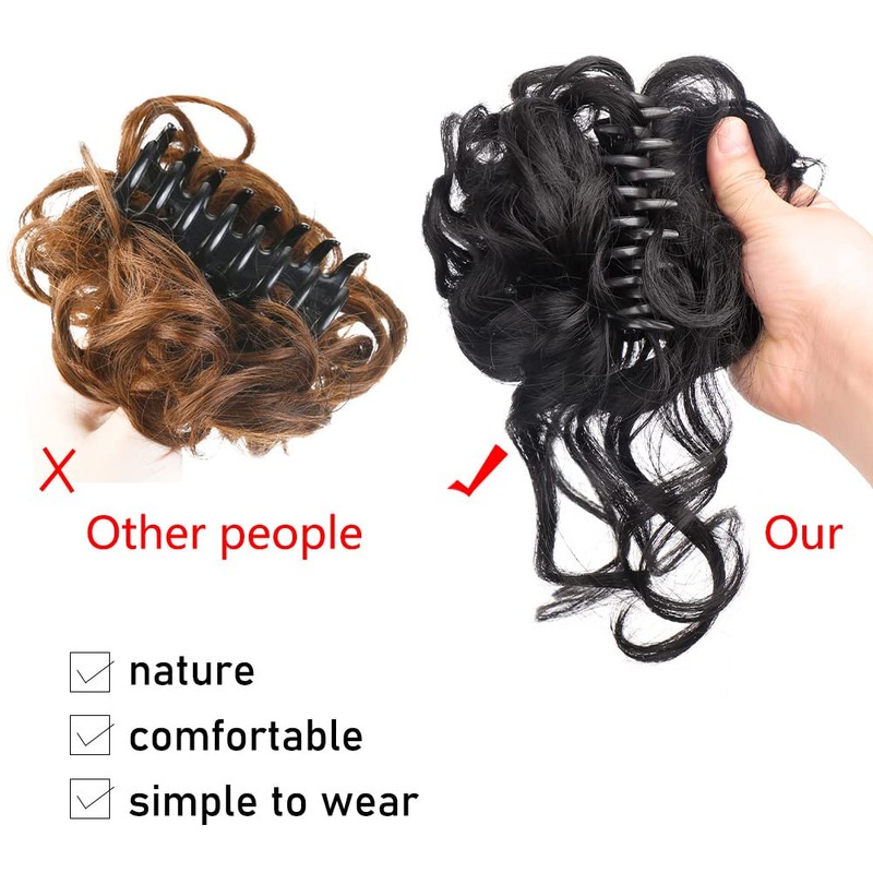 Extensión de moño de pelo rizado desordenado, 1 unidad, rizado,