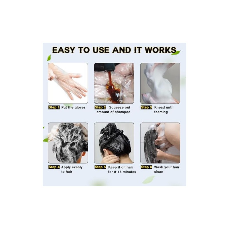 Instant Negro Hair Tinte Shampoo 3 En 1 para Cobertura