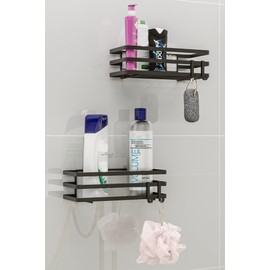 SUSSEXHOME Bathroom Wall Shelf Set of 2 – Waterproof Shower Storage Rack, Adhesive Floating Shelves for Bathroom Accessories, Strong Hold, Easy Install