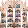 10 Sheets Monster Truck Temporary Tattoos for Kids - Race Car Themed Fake Tattoo Stickers, Birthday Party Favors & Decorations (Monster)
