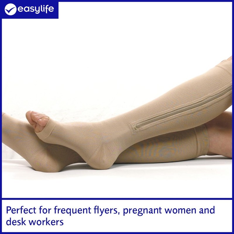 Easylife Vital Socks, Compression Stockings, Flight Socks, XXL, Zip Closure