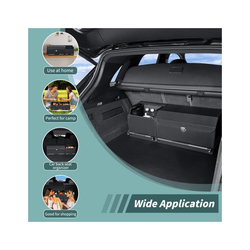 XCF Car Trunk Organizer, Collapsible Leather Car Trunk Storage Organizer