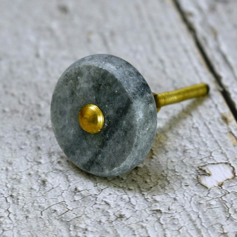 ARTISNO Round Marble Brass Knob, Modern Cabinet Knob, Decorative Hardware,