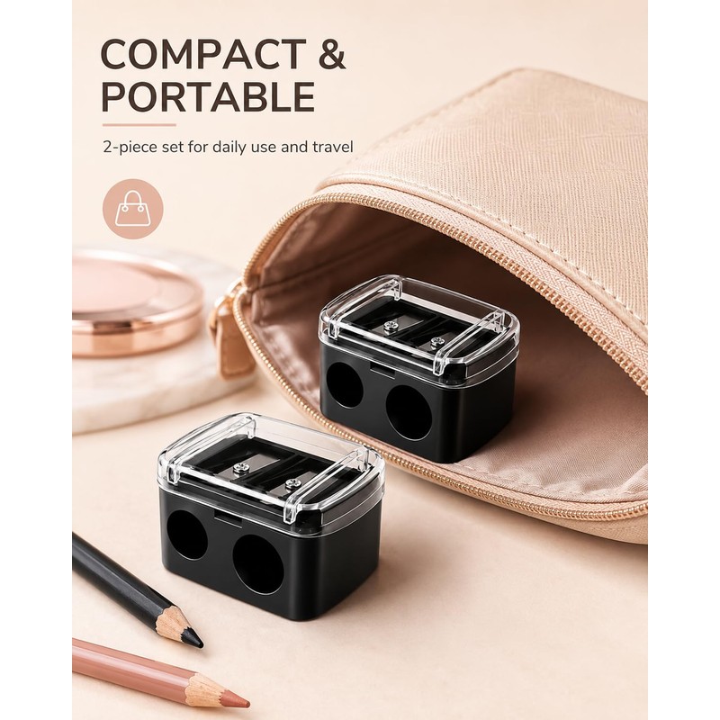 YIPFEN Pack of 2 Makeup Sharpener, Universal Pencil Sharpener for