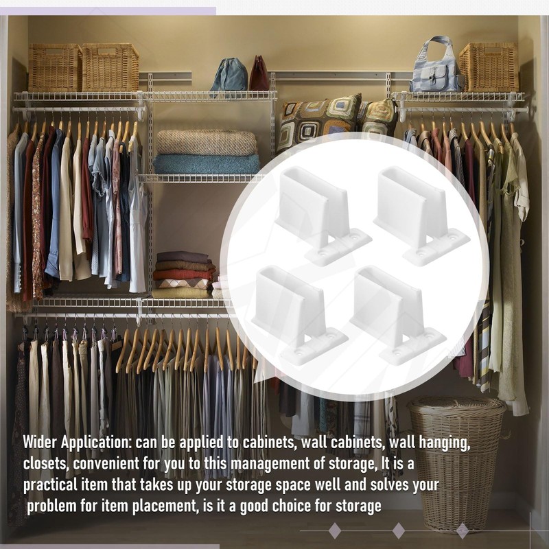 16 Pack Wire Shelf End Bracket, White Plastic Closet Shelves