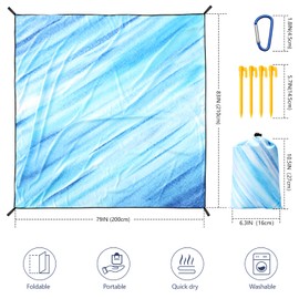 WIWIGO Beach Blanket Waterproof Sandproof Beach Mat 79" X 83" /10'x9'for 2-8 Adults Quick Drying Outdoor Picnic Mat Beach Accessories for Travel, Camping, Hiking