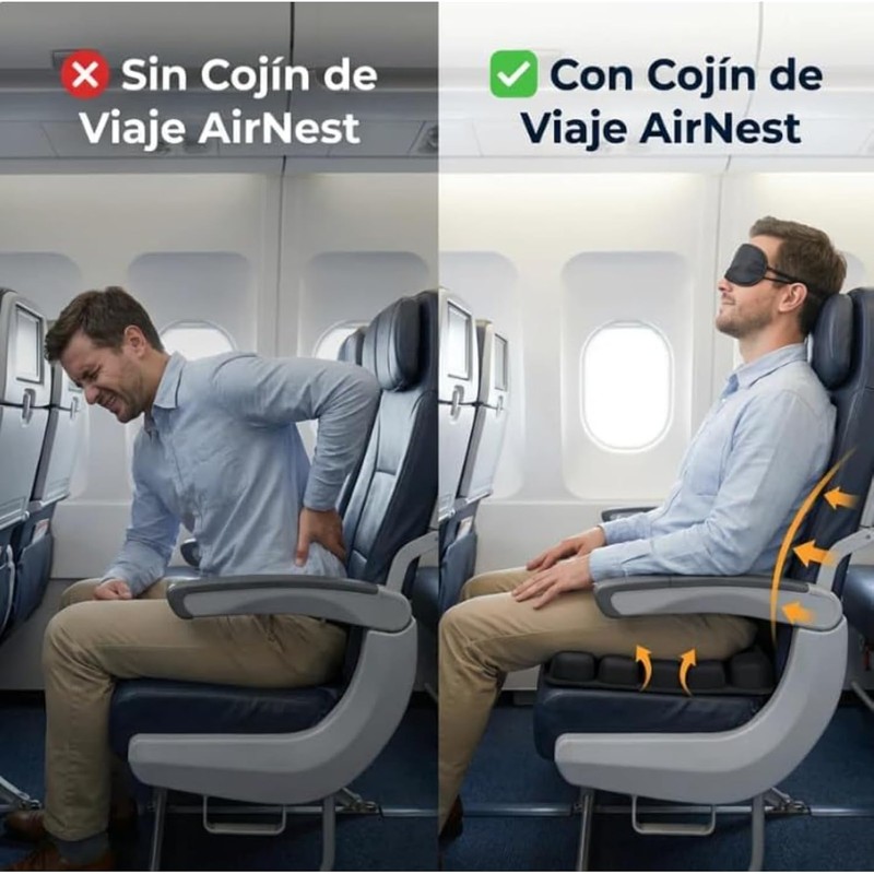 Cojín Inflable para Avión y Viajes Airnest – Soporte Ergonómico