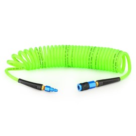 GASHER 1/4" x 25FT Green Polyurethane Air Hose With Bend Restrictor, 1/4" AMT Universal Air Coupler, For Air Compressor