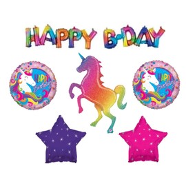 RAINBOW XL UNICORN Happy Birthday Letters Party Balloons Decoration Girl