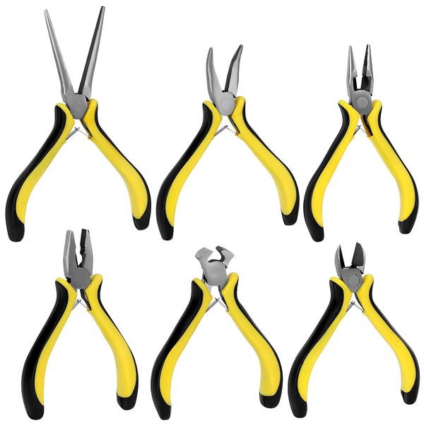 QWORK® 6-Piece Mini Pliers Set for Electronics and Jewellery Making,